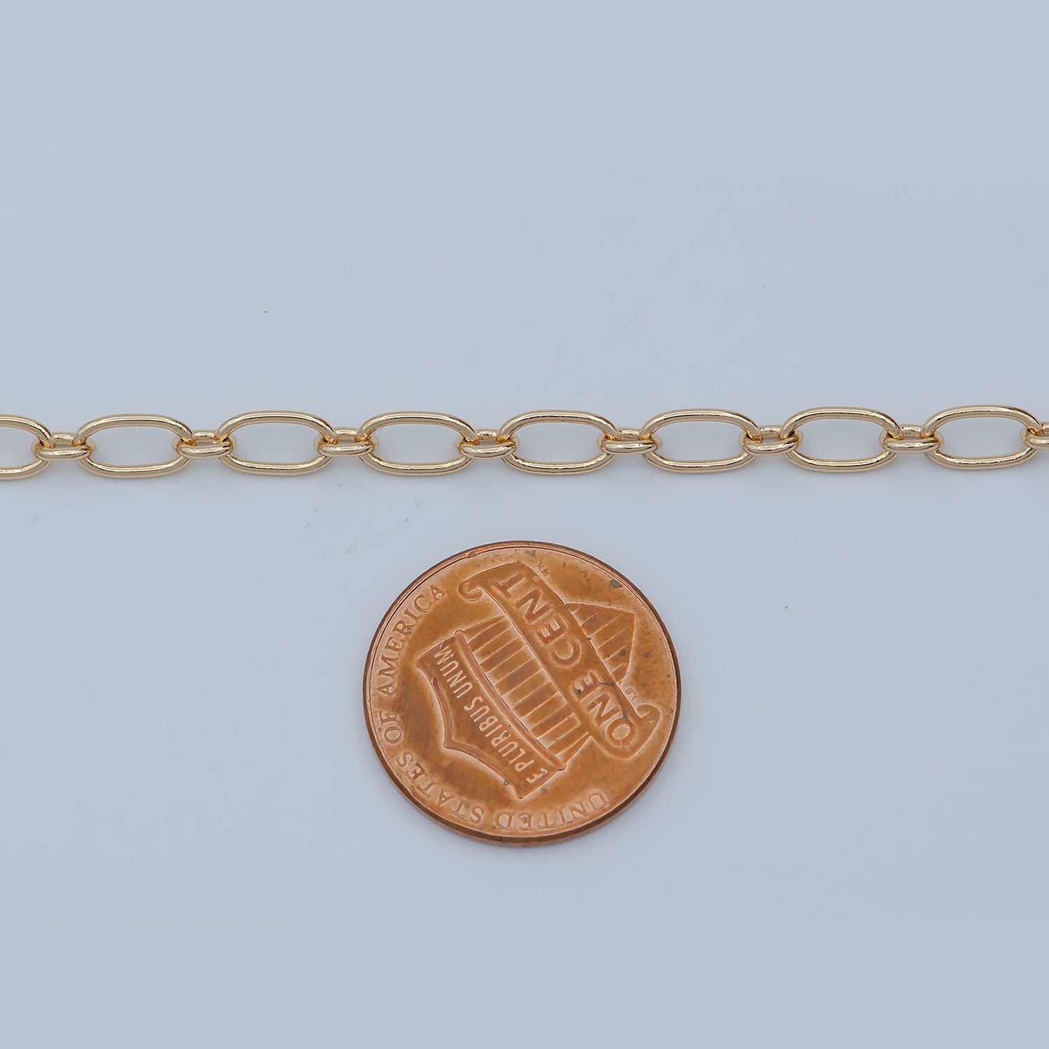 18K Gold Rolo Cable Paperclip Chain by Yard, Silver Rolo Elongate Chain, Wholesale bulk Roll Chain for Jewelry Making, xp-008, xp-011