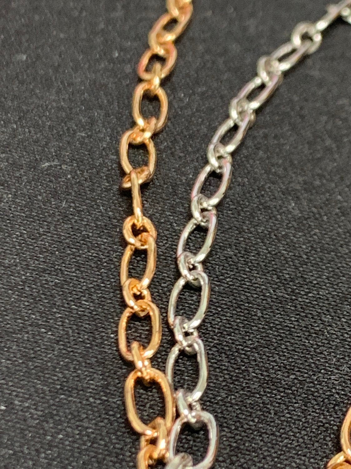 18K Gold Rolo Cable Paperclip Chain by Yard, Silver Rolo Elongate Chain, Wholesale bulk Roll Chain for Jewelry Making, xp-008, xp-011