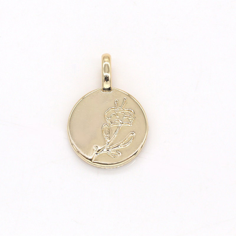 Mini Gold Lily Charm Dainty Stamped flower Pendant for Bracelet Necklace Supply, 284