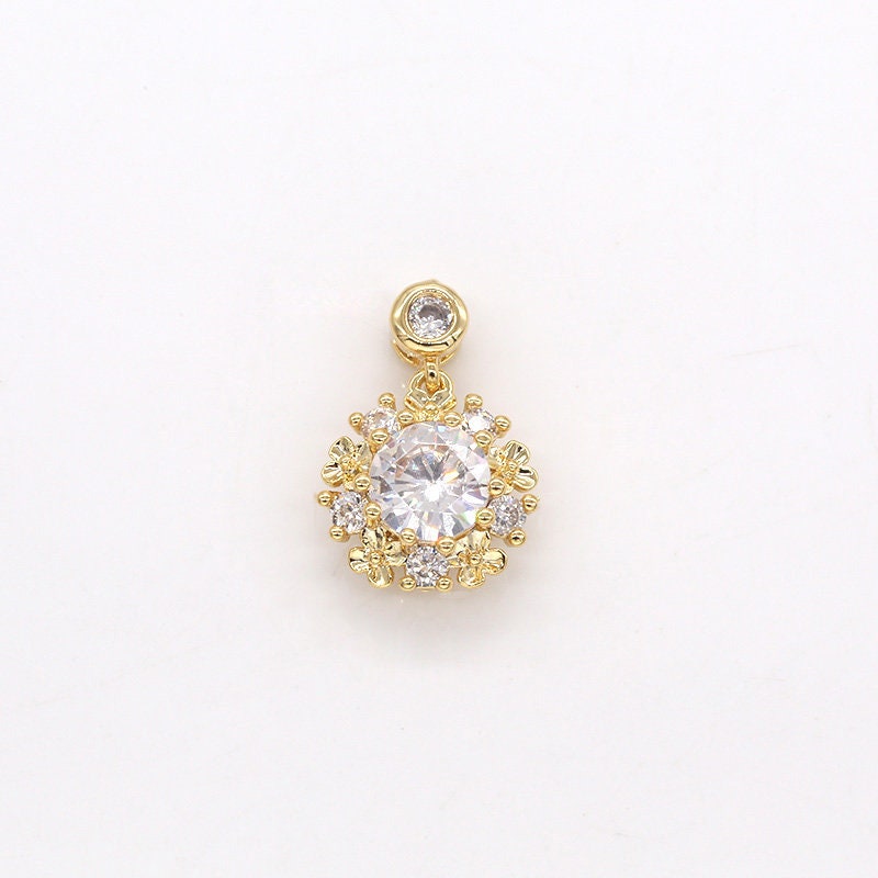 Mini Gold ball Charm Cubic round Charm circle Pendant Dangle Charms for Bracelet Necklace Supply Component -304