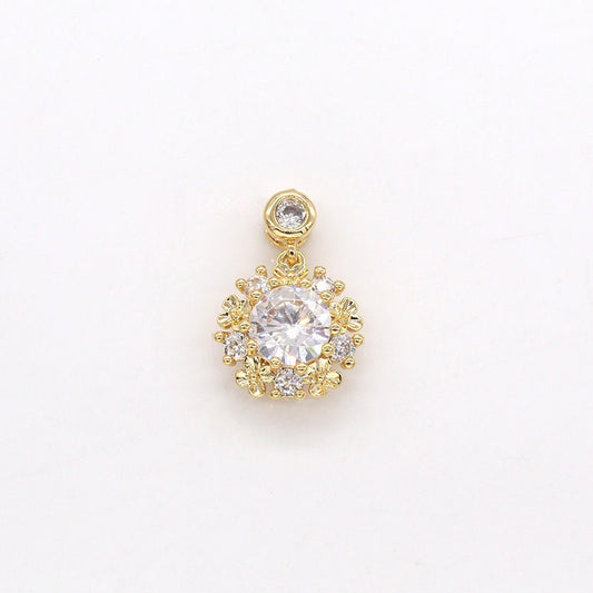 Mini Gold ball Charm Cubic round Charm circle Pendant Dangle Charms for Bracelet Necklace Supply Component -304