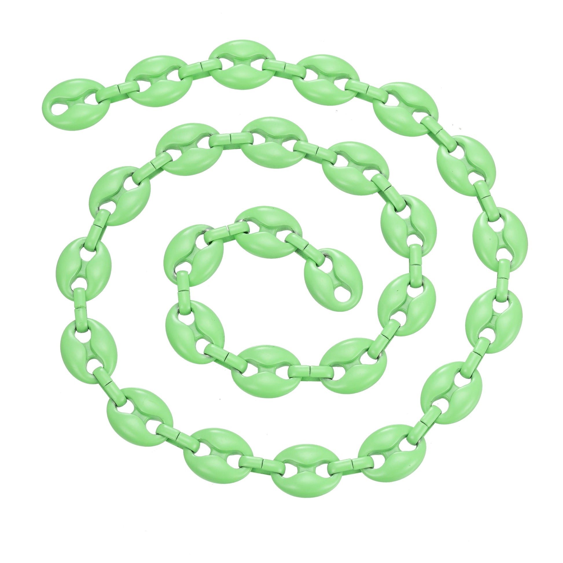 Green Enamel Oval Anchor / Mariner Chain Colorful Link Enamel Chain per yard for Necklace Bracelet Component Supply Jewelry Making, 510