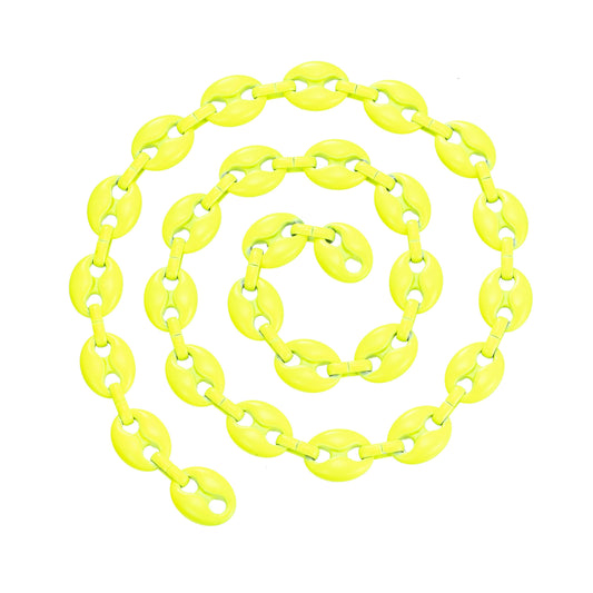 Neon Yellow Enamel Oval Anchor / Mariner Chain Colorful Link Enamel Chain per yard for Necklace Bracelet Component Supply Jewelry Making,516