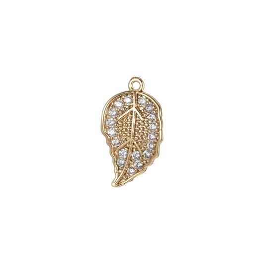 Mini Leaf Charms For Jewelry Making Micro Pave Leaves Shape Gold Tiny Pendants DIY Necklace Earrings Jewelry Accessory