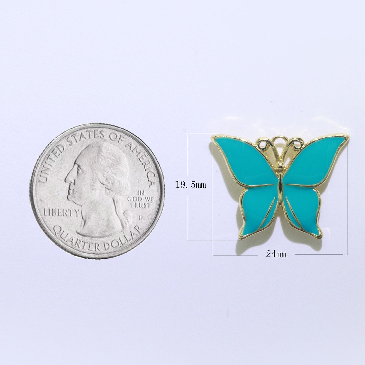Enamel Mariposa Butterfly Charm Pink Black White Teal Butterfly Charm Pendant for Necklace Earring Supply Component in 14k Gold Filled,M-167