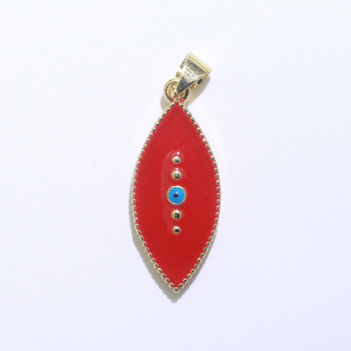 Enamel Evil Eye Charm Red Black White Charm Gold Pendant for Necklace Earring Supply Component in 14k Gold Filled