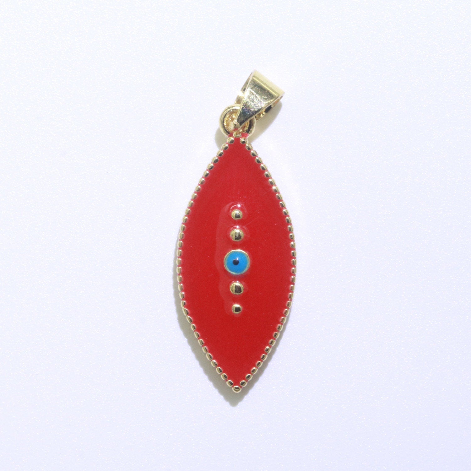 Enamel Evil Eye Charm Red Black White Charm Gold Pendant for Necklace Earring Supply Component in 14k Gold Filled