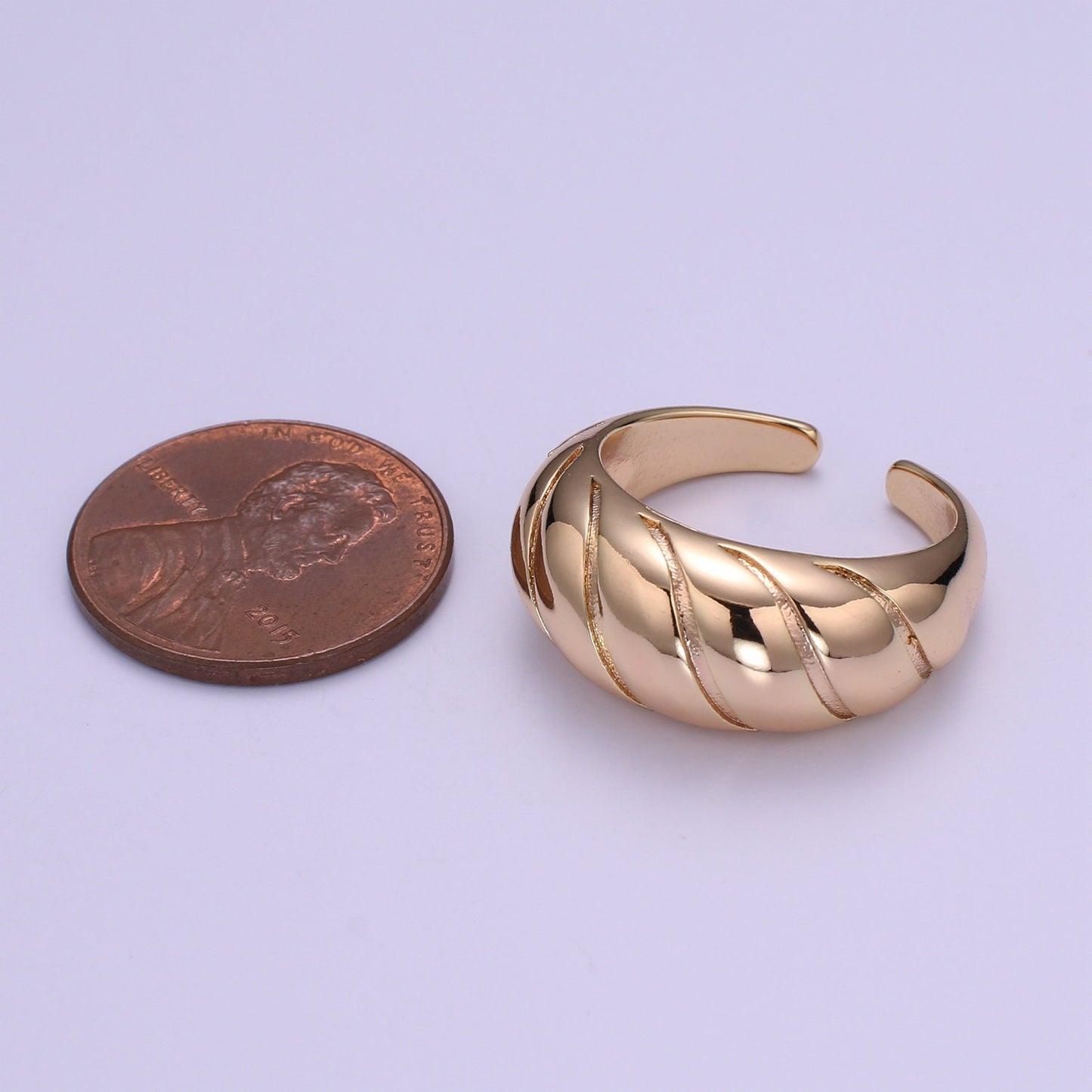 Croissant Dome Open Ring Gold Chunky Ring Twist Thick Signet Bubble 18k Ring Gold plated - minimalistic
