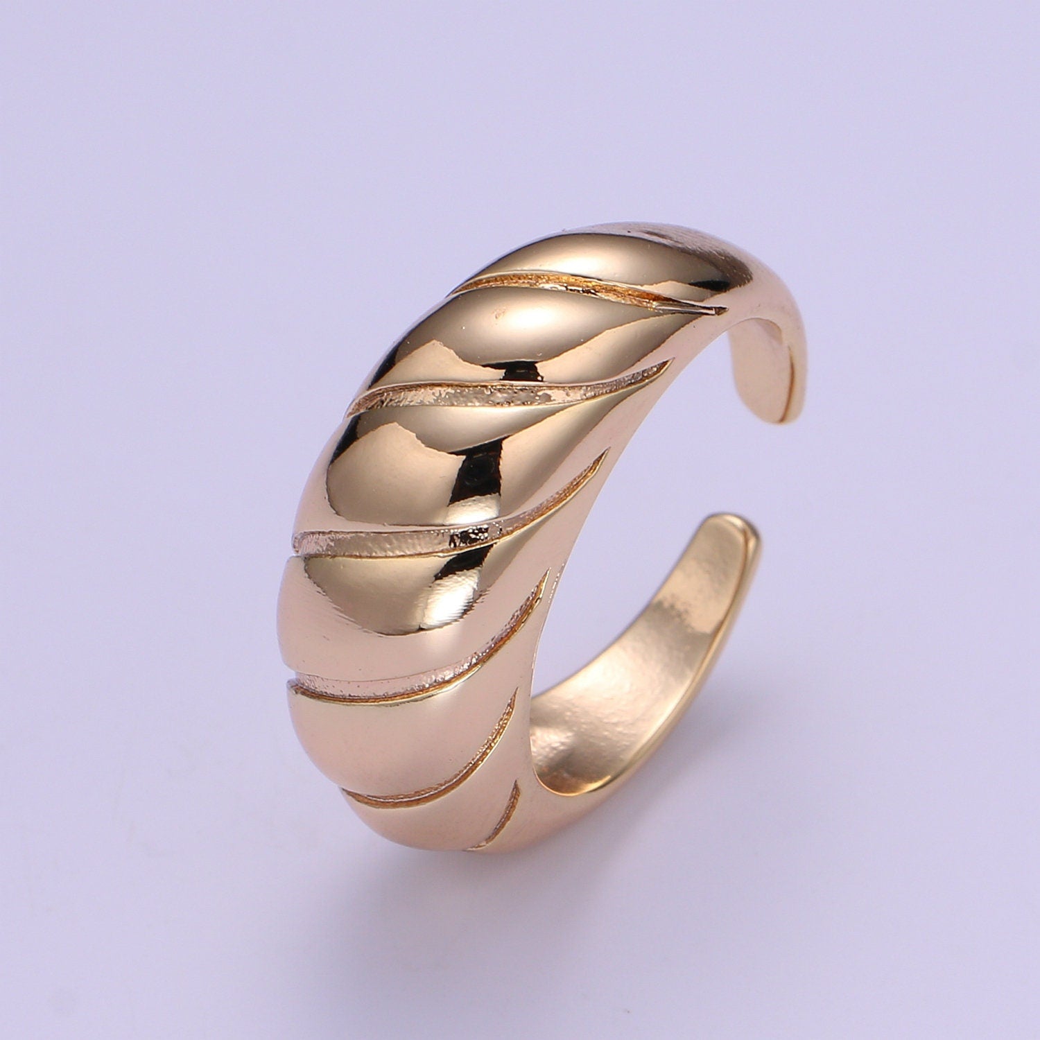 Croissant Dome Open Ring Gold Chunky Ring Twist Thick Signet Bubble 18k Ring Gold plated - minimalistic