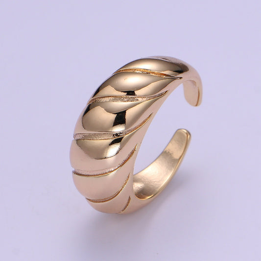 Croissant Dome Open Ring Gold Chunky Ring Twist Thick Signet Bubble 18k Ring Gold plated - minimalistic