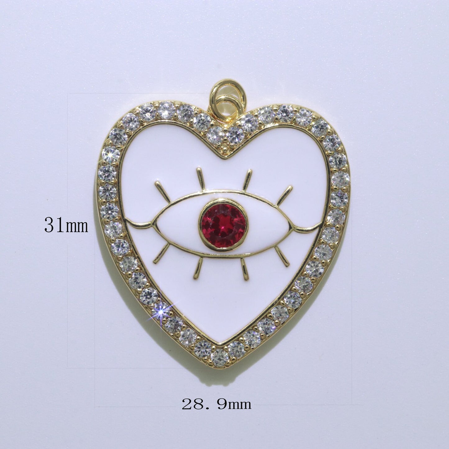 Gold Filled Enamel Pink White Yellow Evil Eye Heart Shape Pendant,Enamel Evil eye Charm,Enamel heart Jewelry Findings