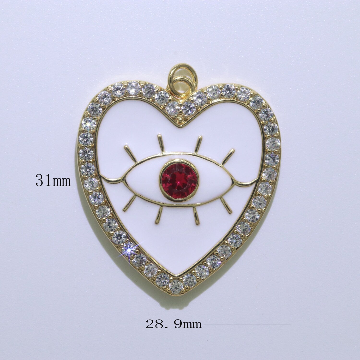 Gold Filled Enamel Pink White Yellow Evil Eye Heart Shape Pendant,Enamel Evil eye Charm,Enamel heart Jewelry Findings
