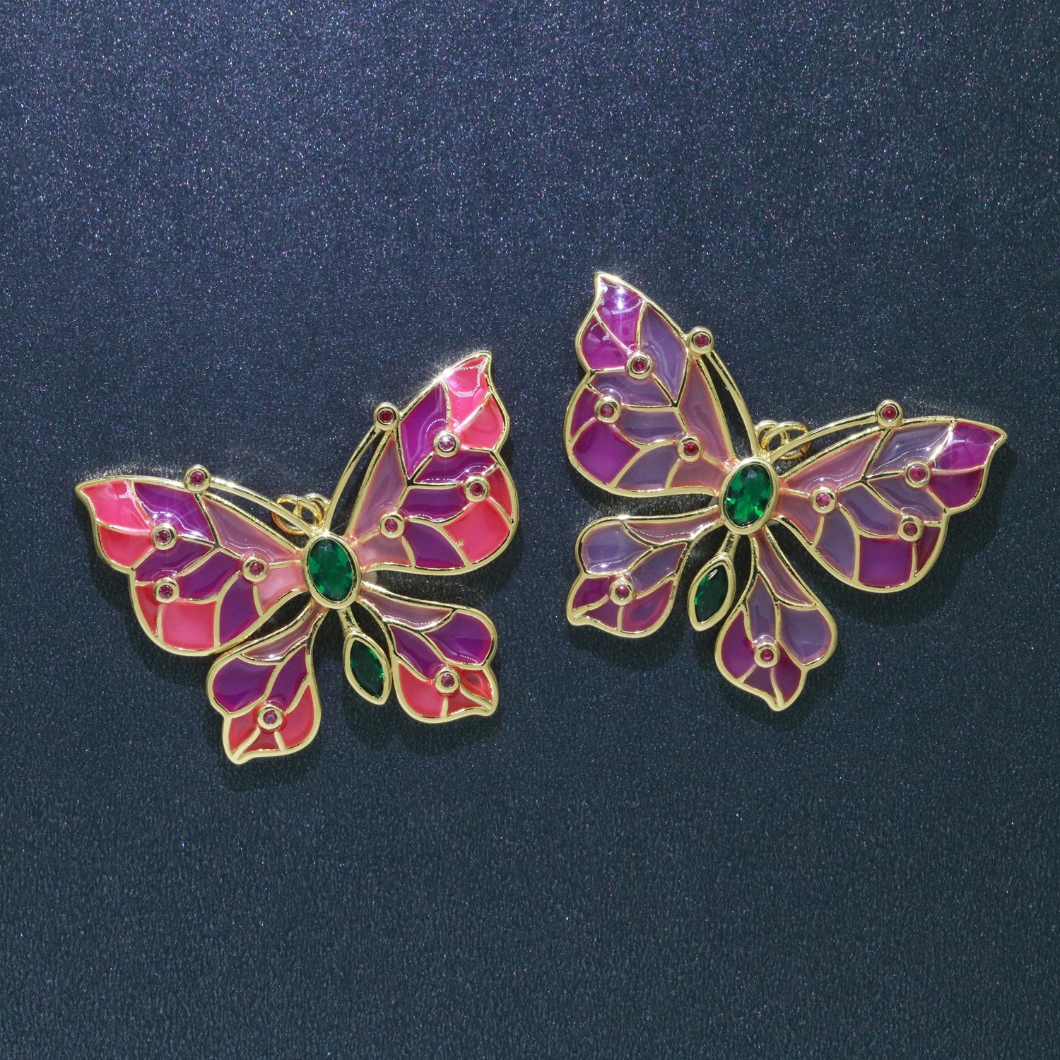Enamel Mariposa Butterfly Charm Pink Black White Teal Butterfly Charm Gold Pendant for Necklace Earring Supply Component in 14k Gold Filled