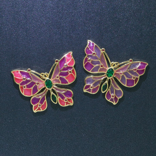 Enamel Mariposa Butterfly Charm Pink Black White Teal Butterfly Charm Gold Pendant for Necklace Earring Supply Component in 14k Gold Filled