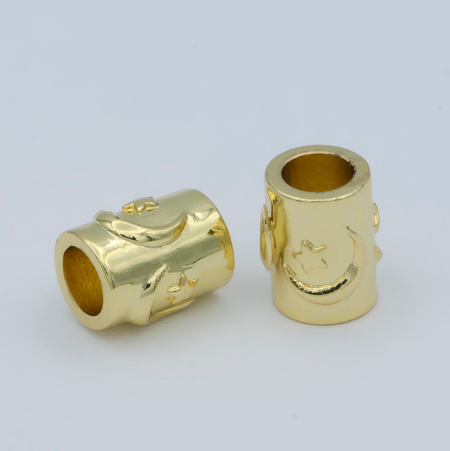 Small Bead 8x7mm Bead CZ Gold Bead Star Moon Beads cylinder Cubic Bead for Bracelet Necklace Supply Large Hole Beads B547