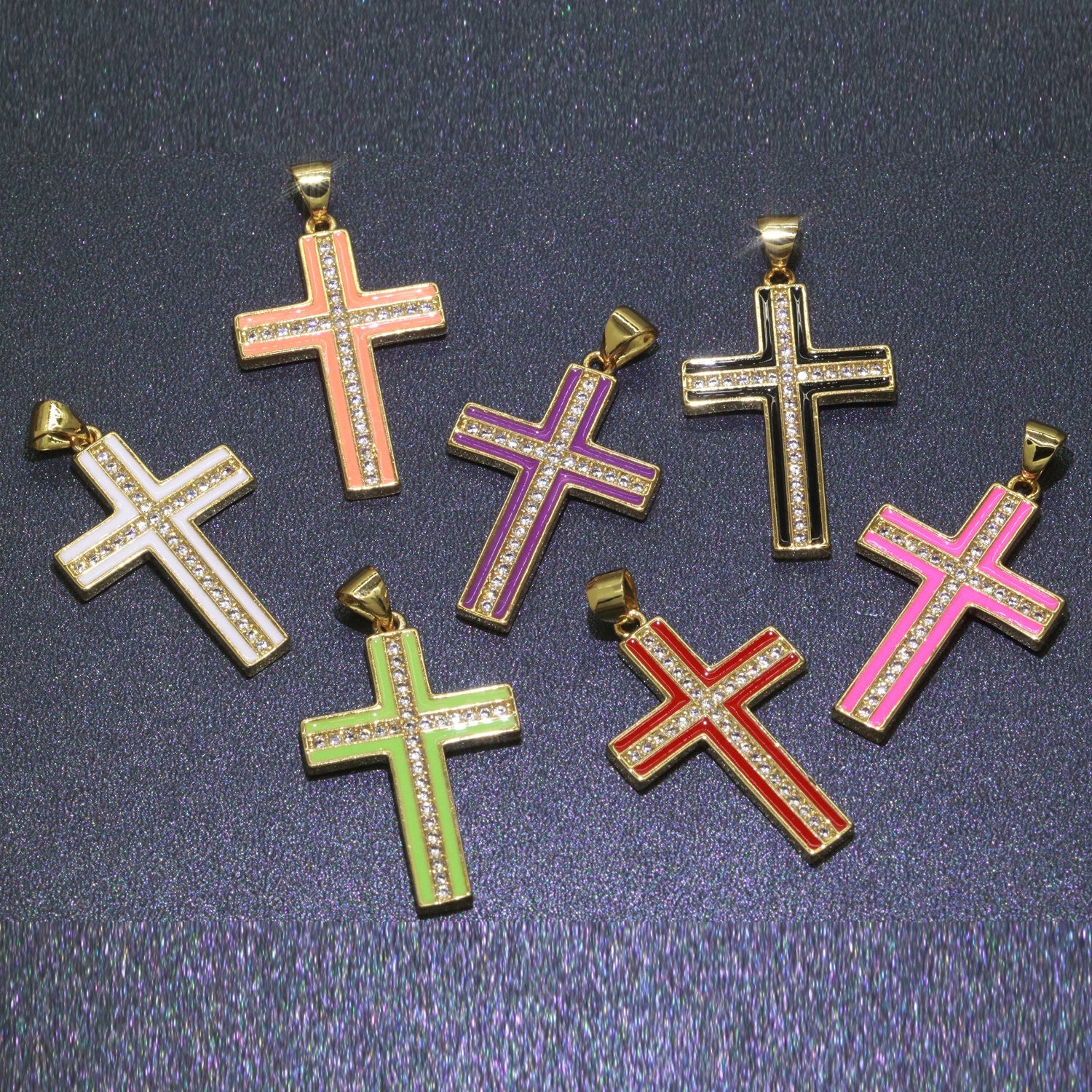 Multi Color Cubic Cross Pendant,Enamel CZ Charm,Earrings Bracelet Necklace Charm,pdgf 2231, J286 - J295