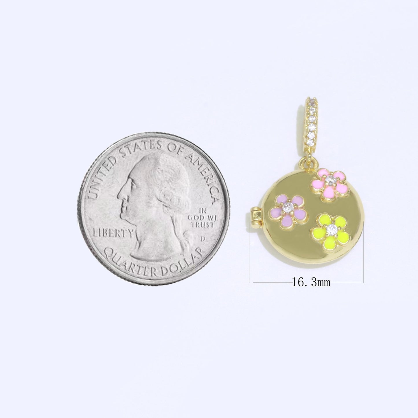Small Lockets Gold Filled Pendant Enamel Daisy Flower Oval Locket Charms Locket Pendants