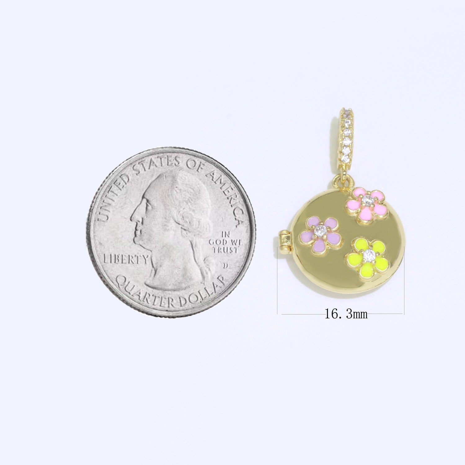 Small Lockets Gold Filled Pendant Enamel Daisy Flower Oval Locket Charms Locket Pendants