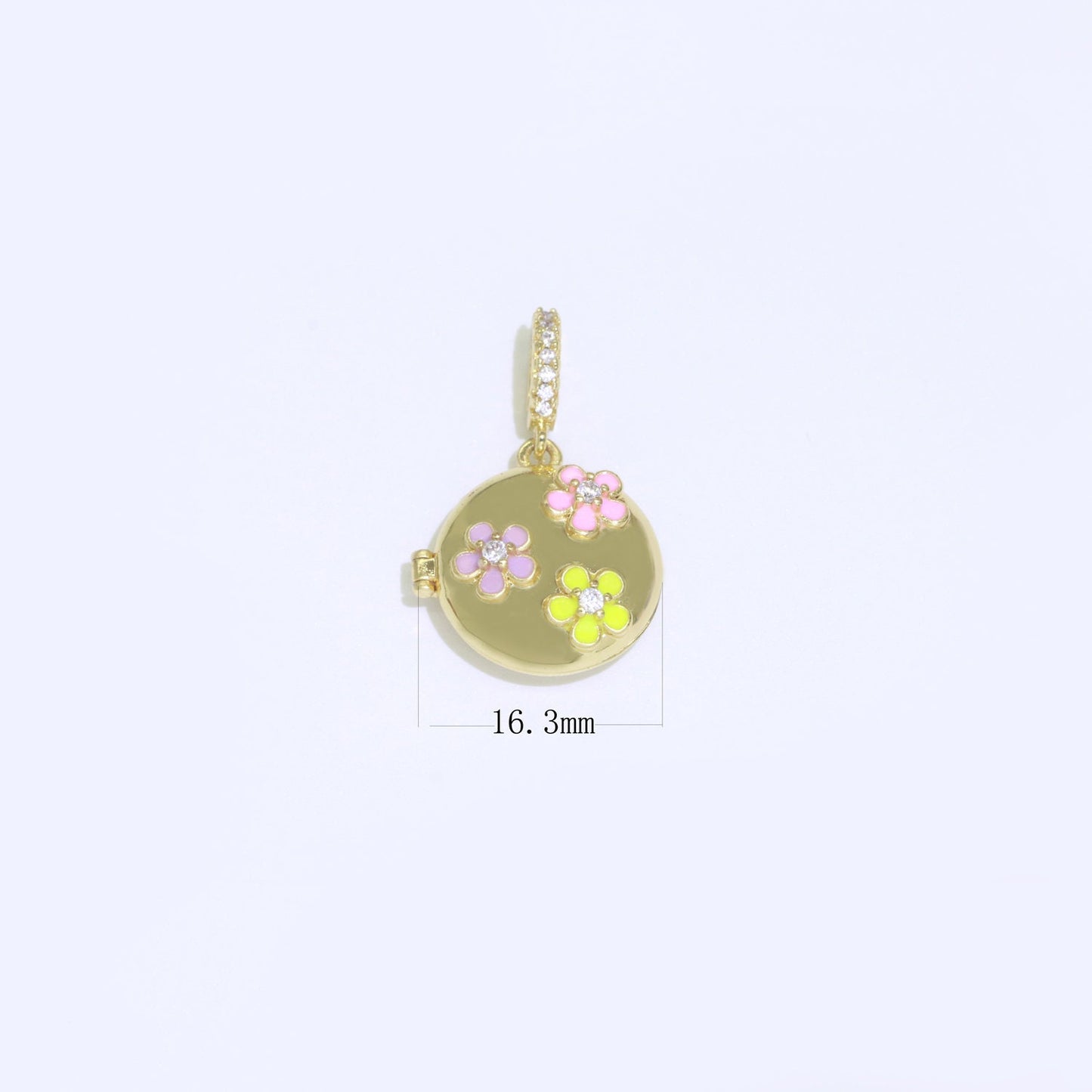Small Lockets Gold Filled Pendant Enamel Daisy Flower Oval Locket Charms Locket Pendants