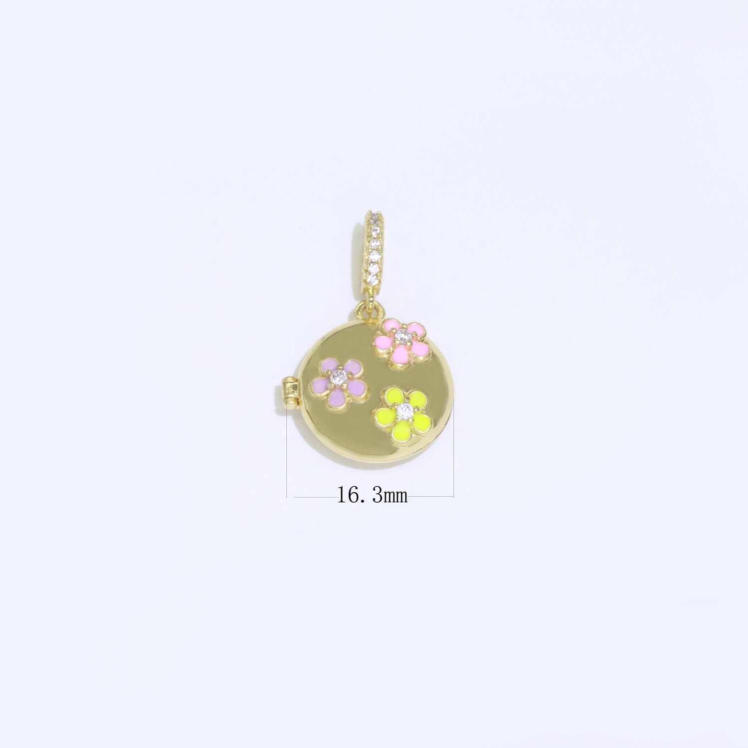 Small Lockets Gold Filled Pendant Enamel Daisy Flower Oval Locket Charms Locket Pendants