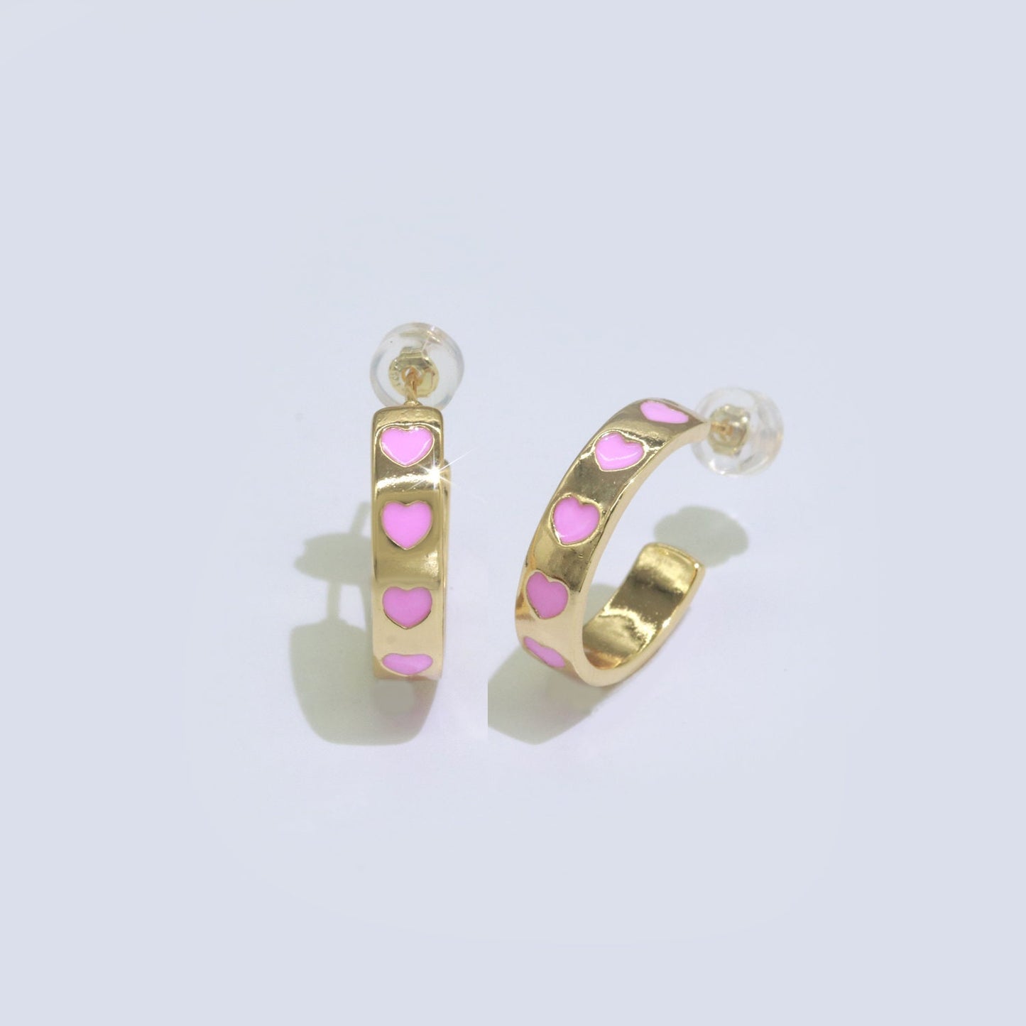 14K Gold Filled Enamel Hoop Earrings, 17.5mm Heart Hoops, Enamel Earrings, Dainty Hoop for Everyday Wear Summer Trend Y2K Jewelry