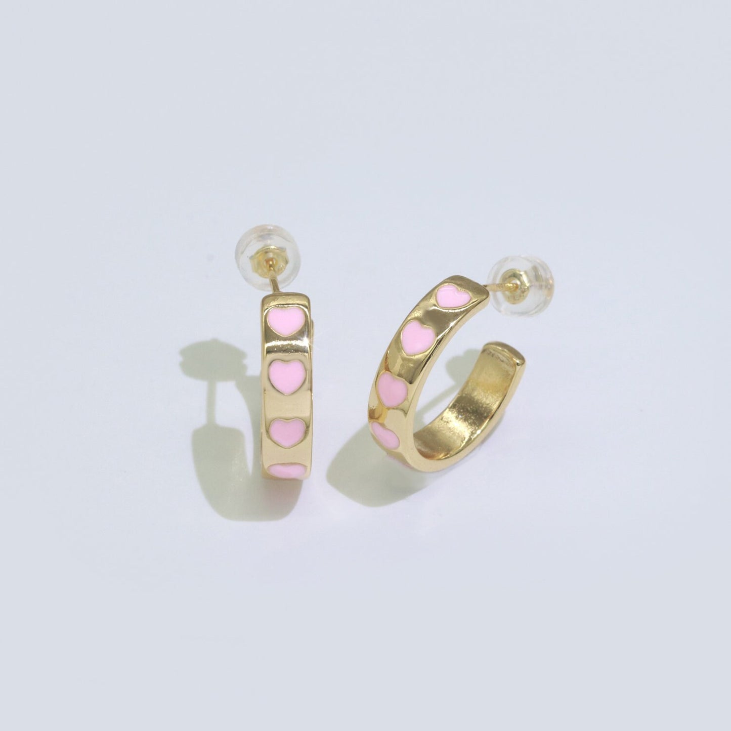 14K Gold Filled Enamel Hoop Earrings, 17.5mm Heart Hoops, Enamel Earrings, Dainty Hoop for Everyday Wear Summer Trend Y2K Jewelry