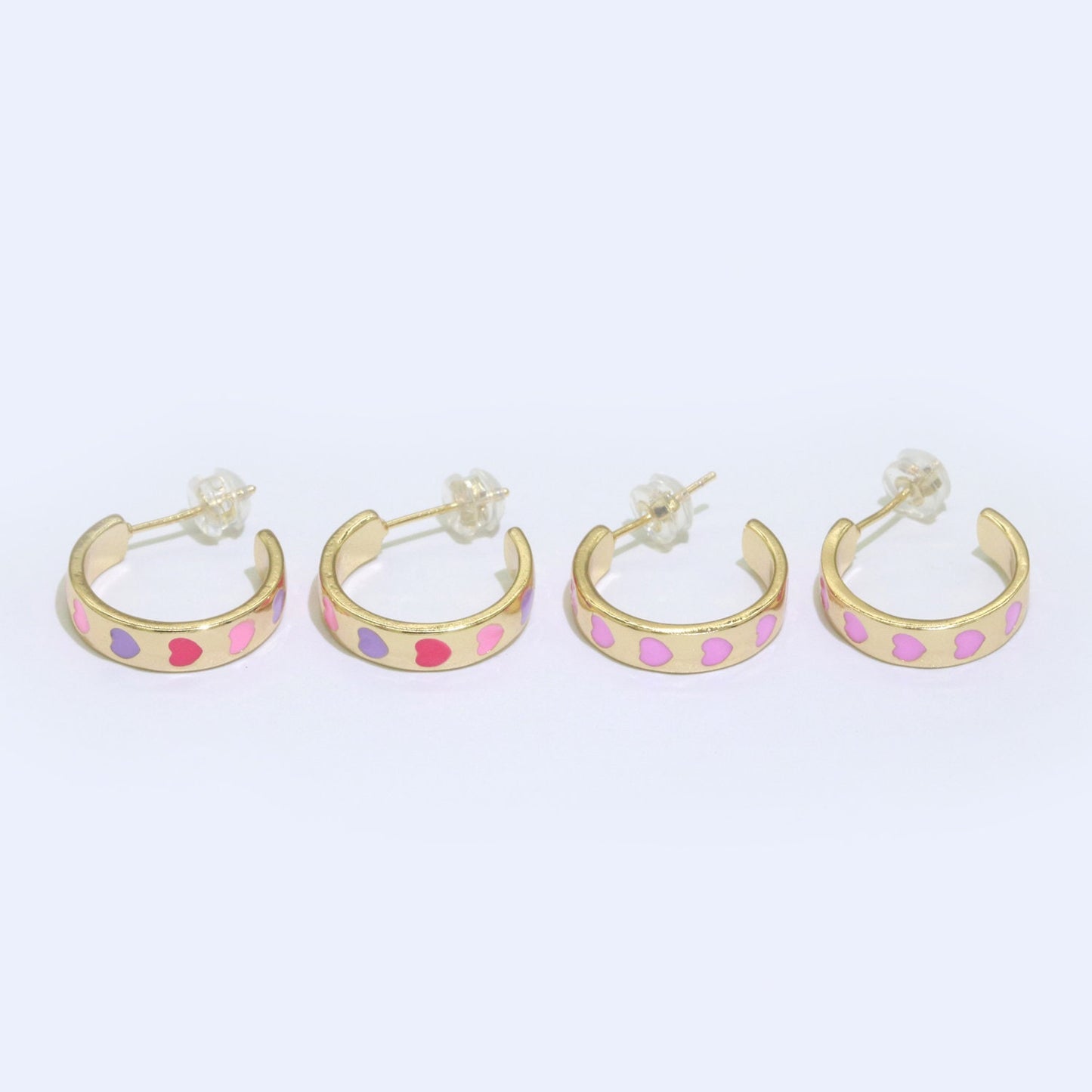 14K Gold Filled Enamel Hoop Earrings, 17.5mm Heart Hoops, Enamel Earrings, Dainty Hoop for Everyday Wear Summer Trend Y2K Jewelry