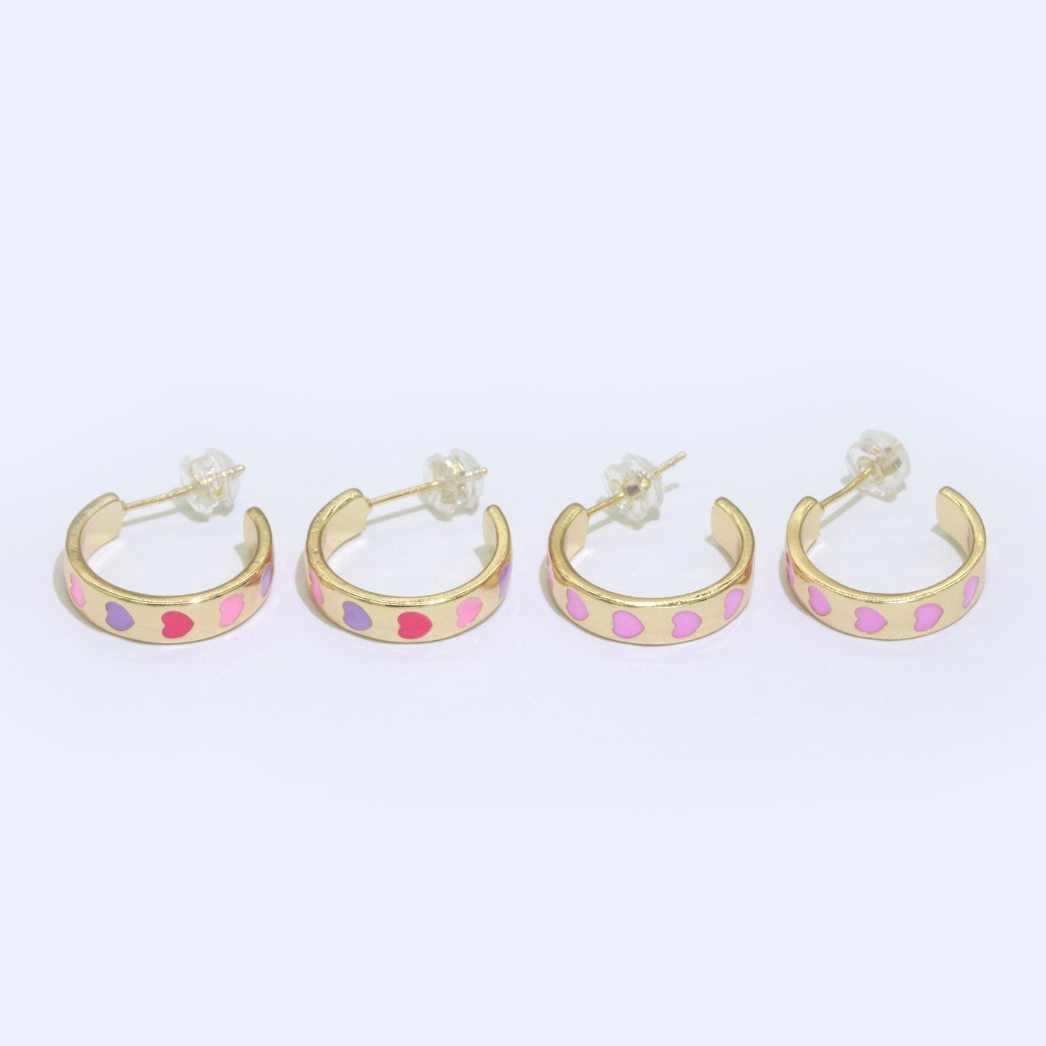 14K Gold Filled Enamel Hoop Earrings, 17.5mm Heart Hoops, Enamel Earrings, Dainty Hoop for Everyday Wear Summer Trend Y2K Jewelry