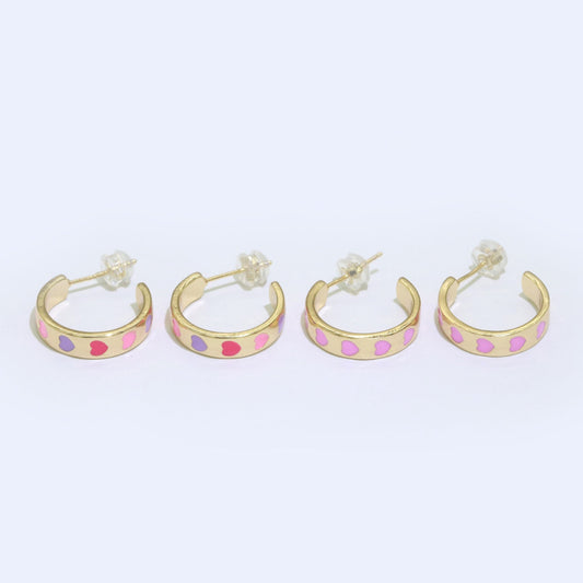 14K Gold Filled Enamel Hoop Earrings, 17.5mm Heart Hoops, Enamel Earrings, Dainty Hoop for Everyday Wear Summer Trend Y2K Jewelry