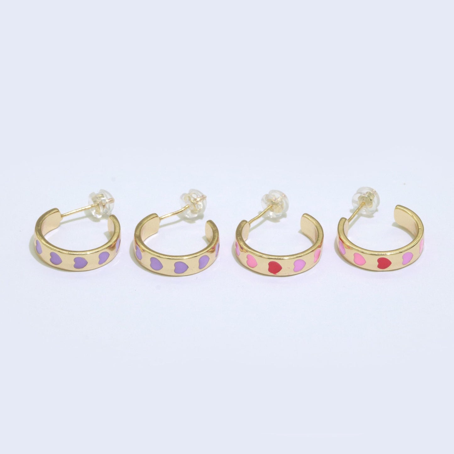 14K Gold Filled Enamel Hoop Earrings, 17.5mm Heart Hoops, Enamel Earrings, Dainty Hoop for Everyday Wear Summer Trend Y2K Jewelry