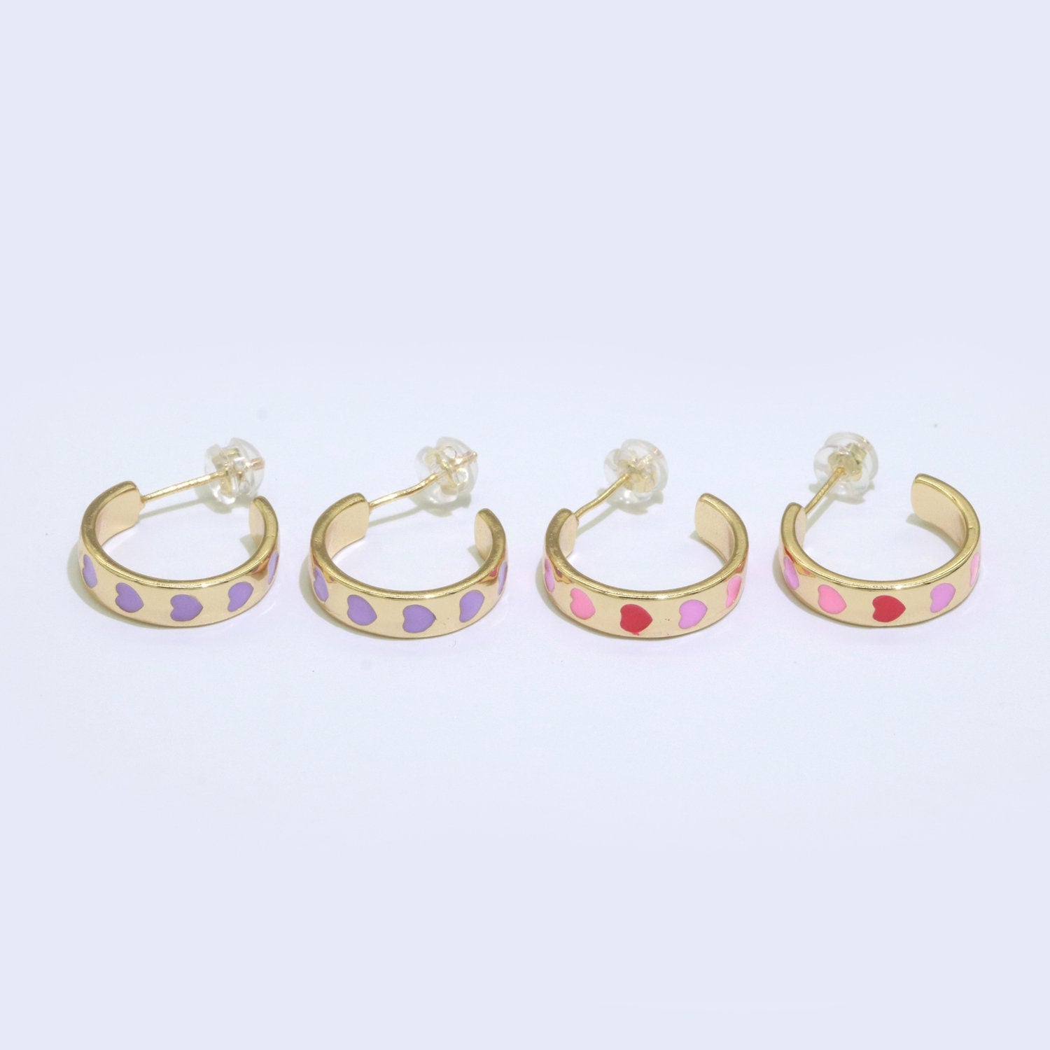 14K Gold Filled Enamel Hoop Earrings, 17.5mm Heart Hoops, Enamel Earrings, Dainty Hoop for Everyday Wear Summer Trend Y2K Jewelry