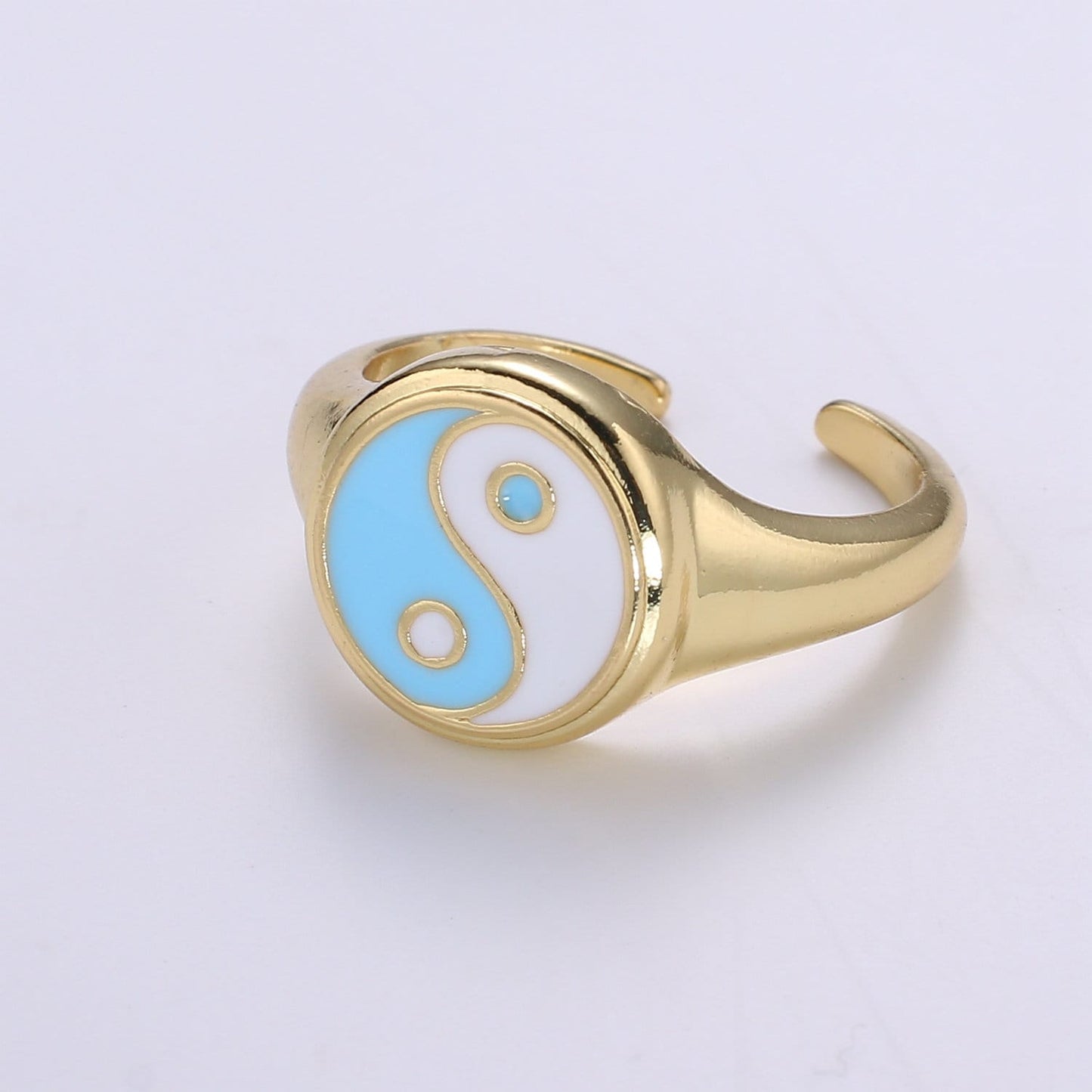 Adjustable Yin Yang Ring, Gold Signet Ring Bold Statement Ring for Summer Trend Jewelry 90s Trend Ring 389, R-505
