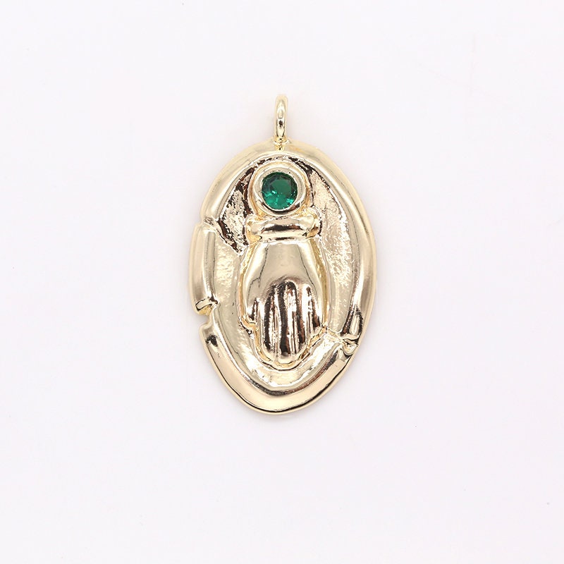 Dainty Gold Hand Charm Palm Rustic Medallion Luck Sign Pendant Hand Gesture Charm Pendant for Necklace Bracelet Earring Supply-411,414