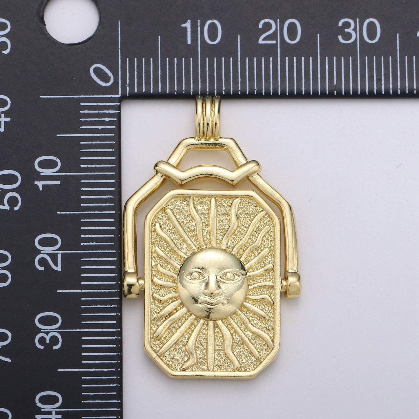 Double Sided Pendant Celestial Jewelry Reversible Necklace Component Supply 14K Gold Filled Celestial Charm Sun Moon Spin Jewelry, J-59