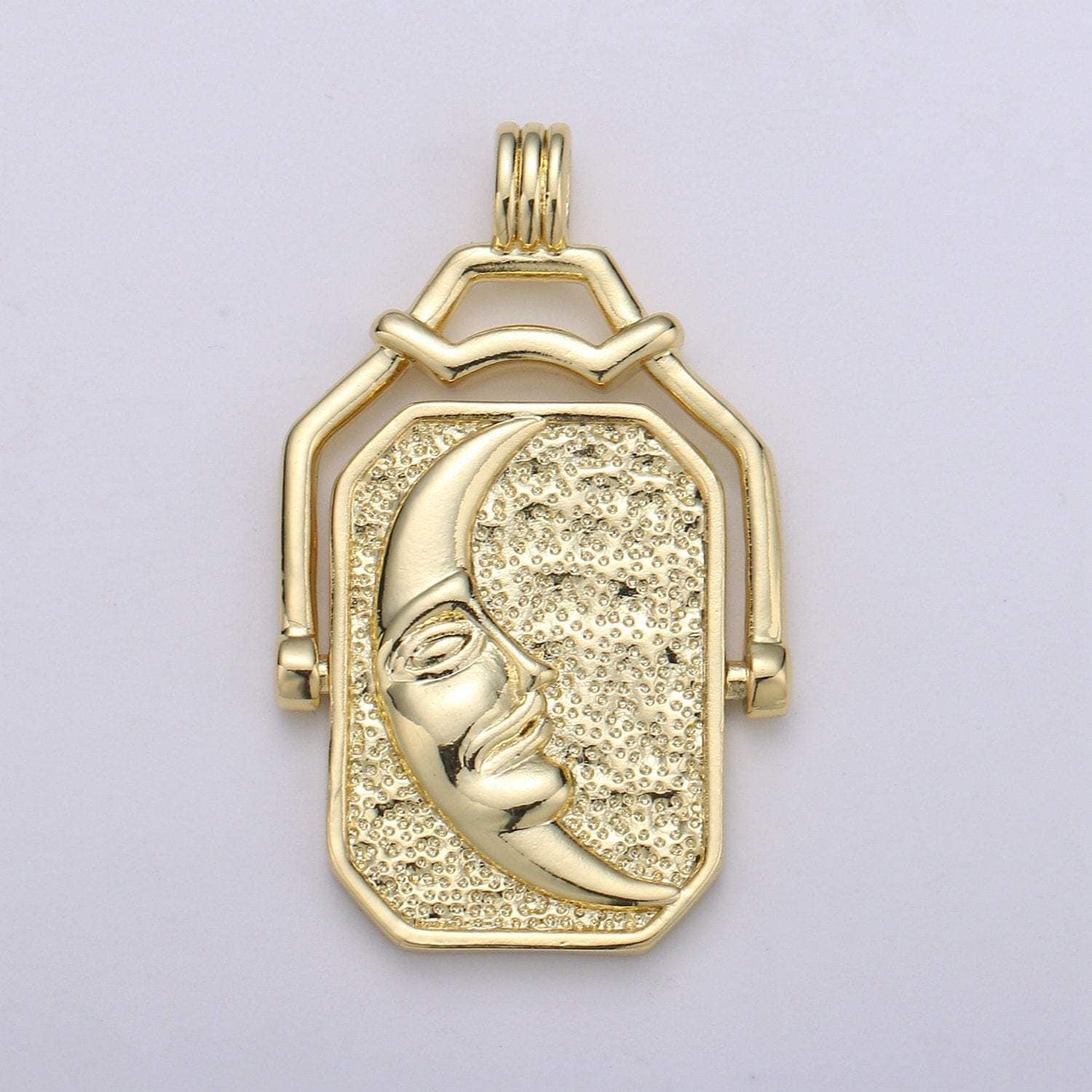 Double Sided Pendant Celestial Jewelry Reversible Necklace Component Supply 14K Gold Filled Celestial Charm Sun Moon Spin Jewelry, J-59