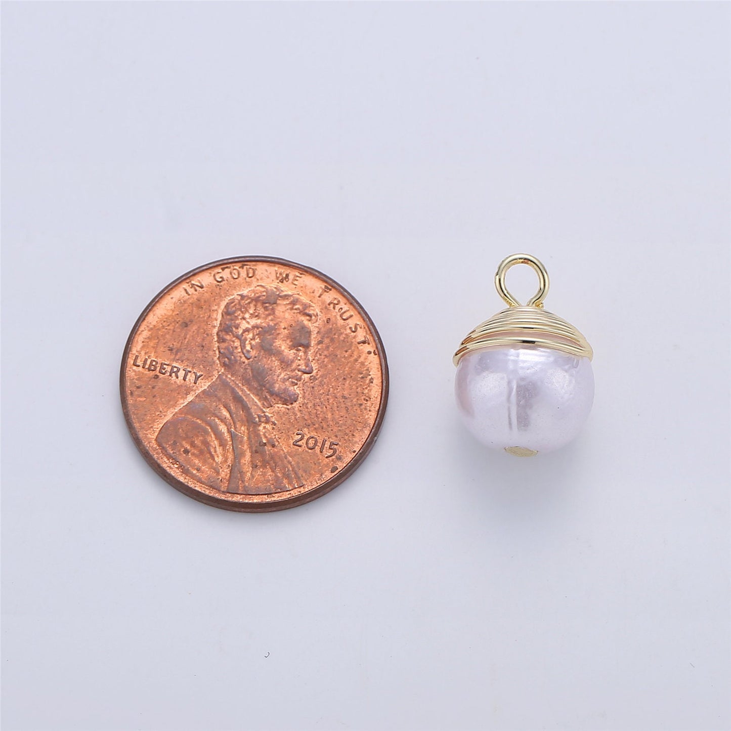 Solitaire Pearl Simulated Round Pendant gold Charm White Pearl DIY Jewelry Necklace making