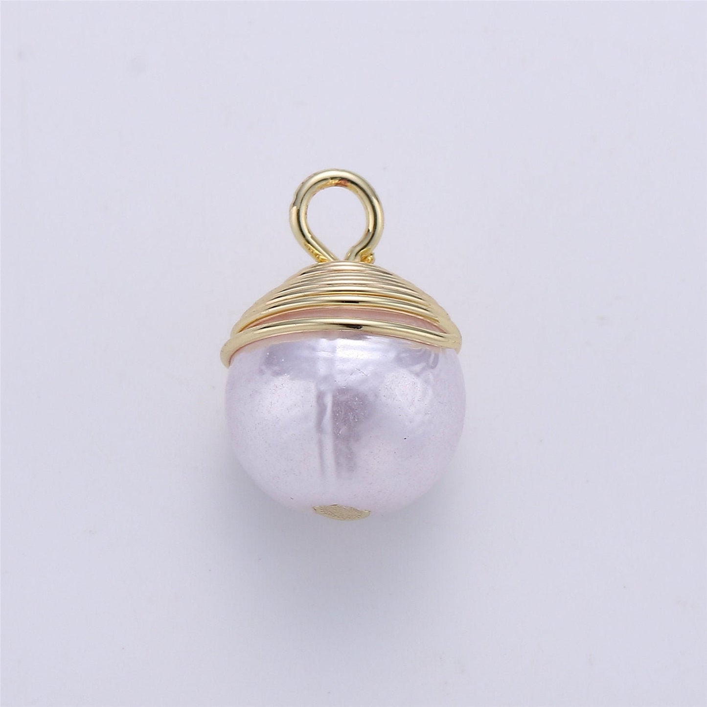 Solitaire Pearl Simulated Round Pendant gold Charm White Pearl DIY Jewelry Necklace making