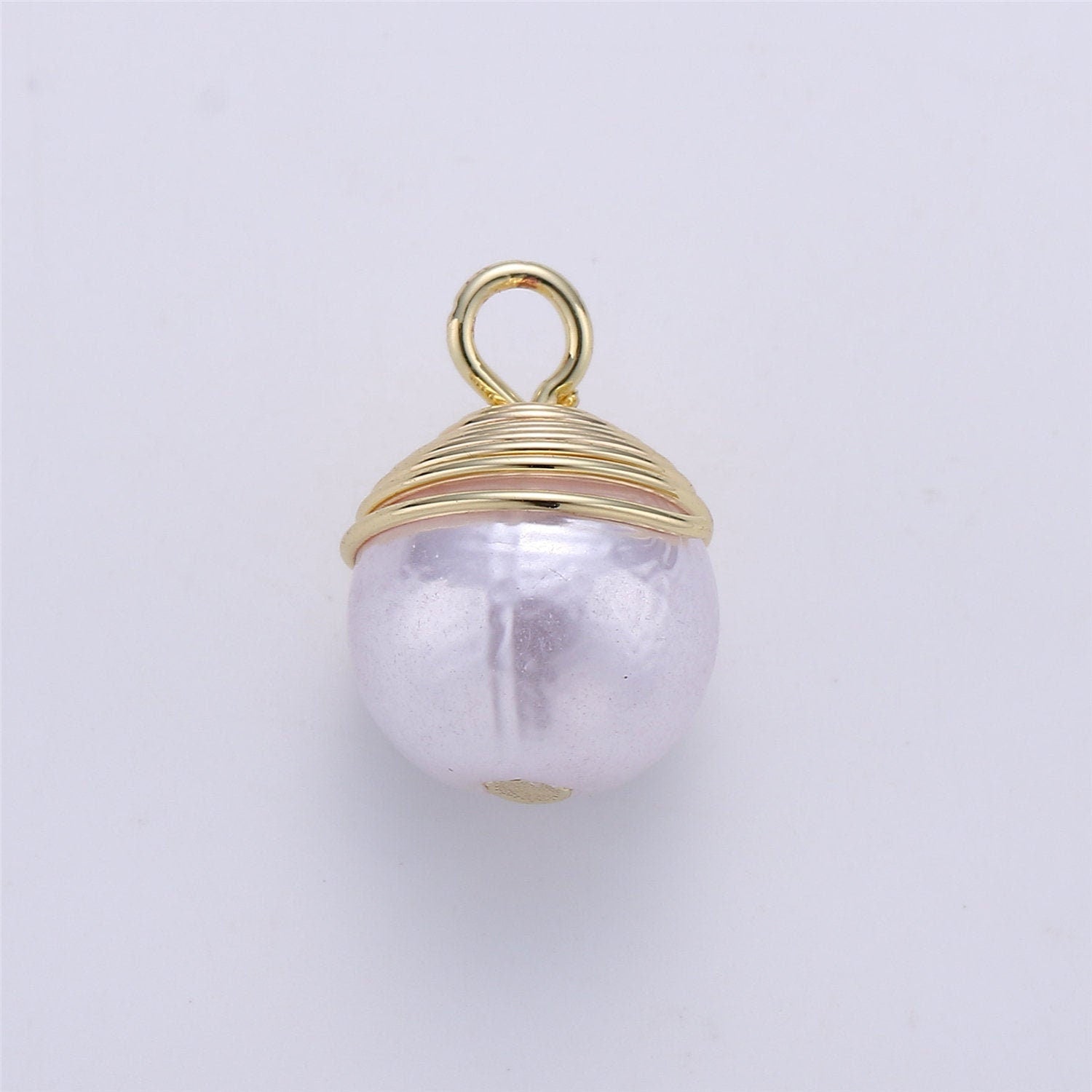 Solitaire Pearl Simulated Round Pendant gold Charm White Pearl DIY Jewelry Necklace making