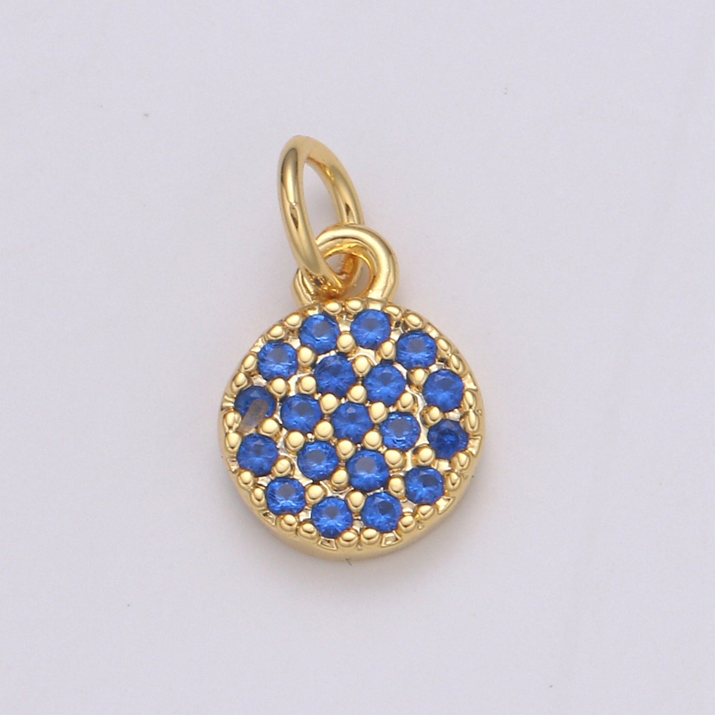 1 Pc Dainty Gold Round Cubic Circle Charm CZ Medallion Coin Round Geometric Charm for Minimalist Jewelry Necklace, chgf-2170