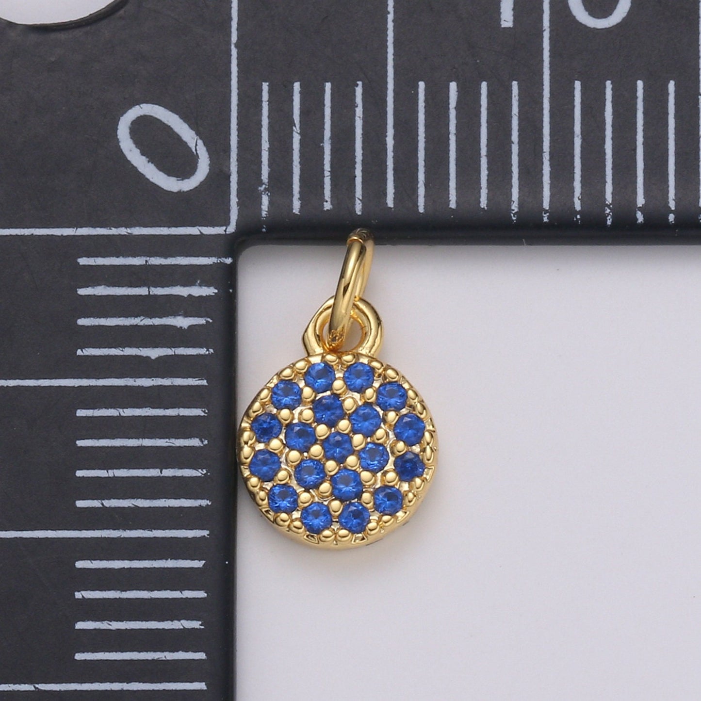 1 Pc Dainty Gold Round Cubic Circle Charm CZ Medallion Coin Round Geometric Charm for Minimalist Jewelry Necklace, chgf-2170