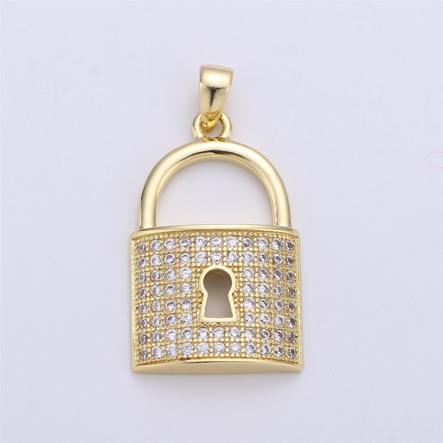 26X14mm Gold Filled Micro Pave lock heart Pendant , Cubic Lock Charms , Silver Lock Necklace Earring Charms Supply I-256