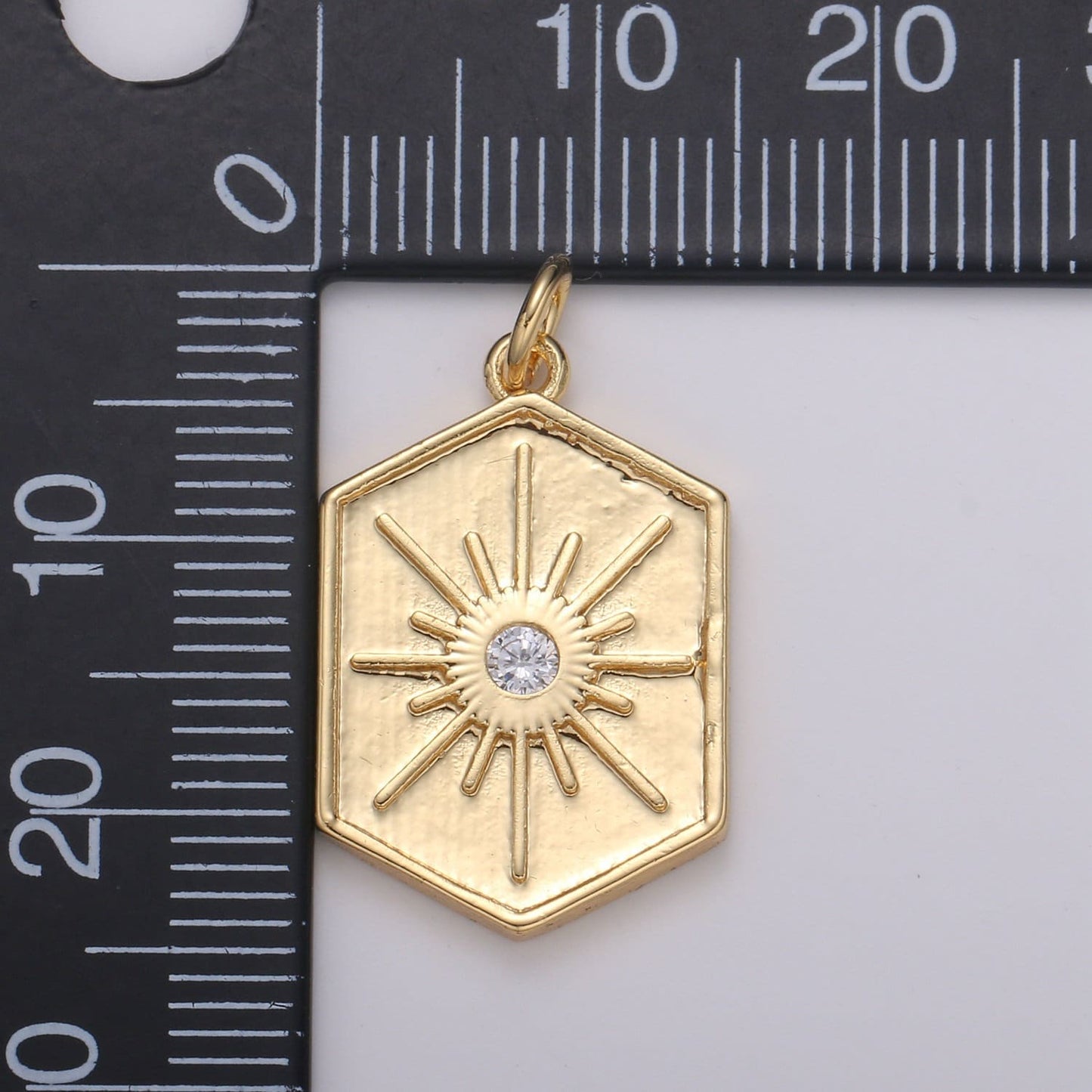 Dainty Starburst Charms Pendants -Solitaire CZ North Star Burst Charm Gold Celestial Charm, Necklace Bracelet Supply CHGF-2169