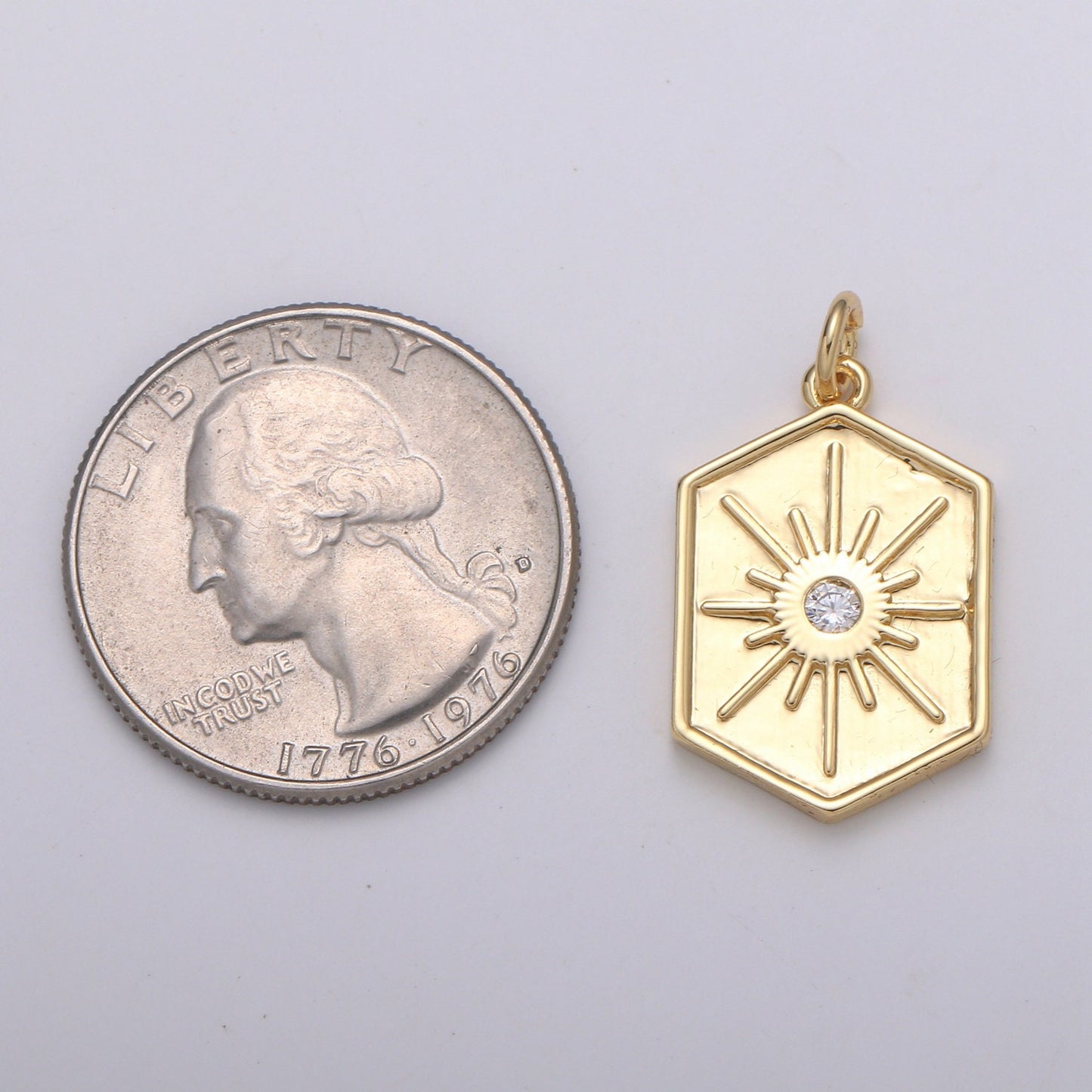 Dainty Starburst Charms Pendants -Solitaire CZ North Star Burst Charm Gold Celestial Charm, Necklace Bracelet Supply CHGF-2169