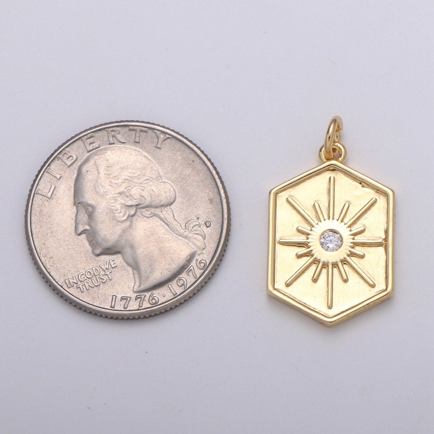 Dainty Starburst Charms Pendants -Solitaire CZ North Star Burst Charm Gold Celestial Charm, Necklace Bracelet Supply CHGF-2169
