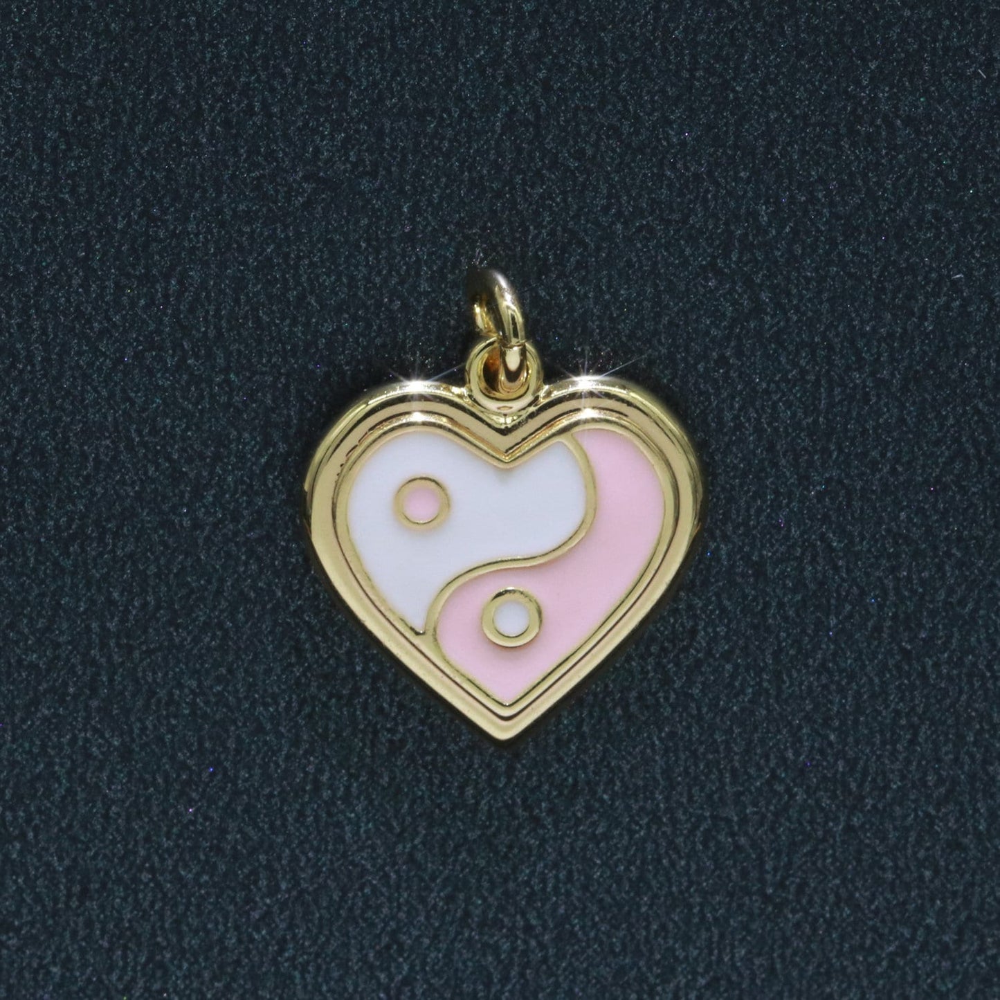 Colorful Enamel Yin yang Charm Heart Pendant, 14K Gold Filled Enamel Y2K Jewelry Pendant, Summer Trend Necklace Bracelet Charm