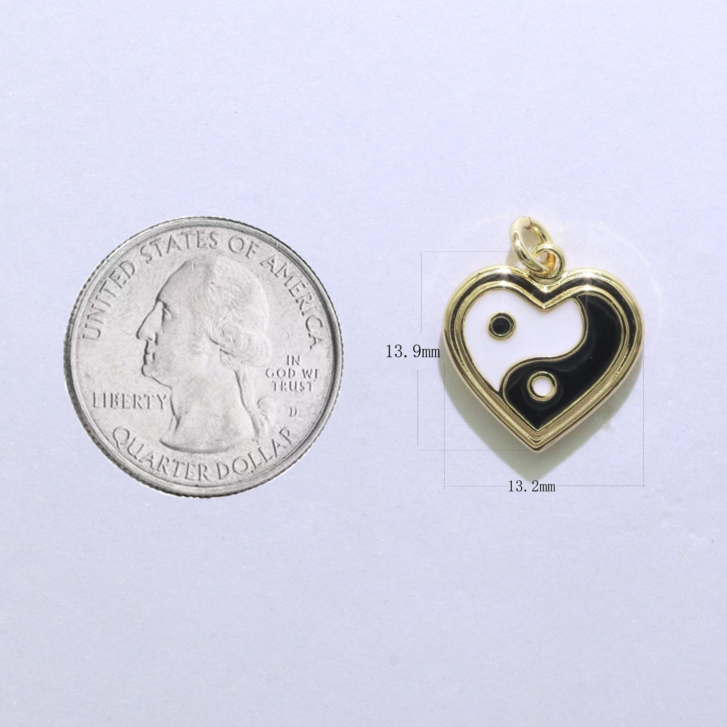 Colorful Enamel Yin yang Charm Heart Pendant, 14K Gold Filled Enamel Y2K Jewelry Pendant, Summer Trend Necklace Bracelet Charm