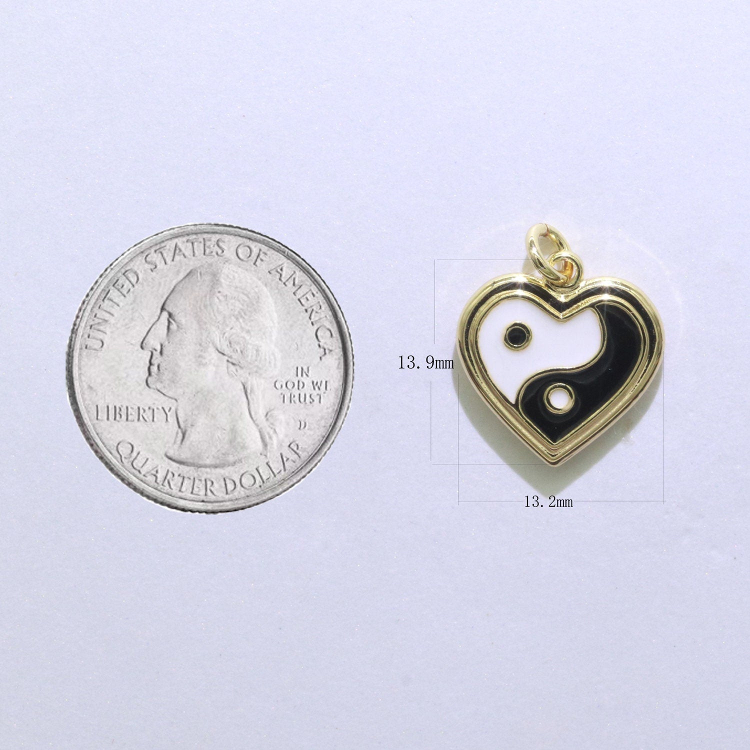 Colorful Enamel Yin yang Charm Heart Pendant, 14K Gold Filled Enamel Y2K Jewelry Pendant, Summer Trend Necklace Bracelet Charm