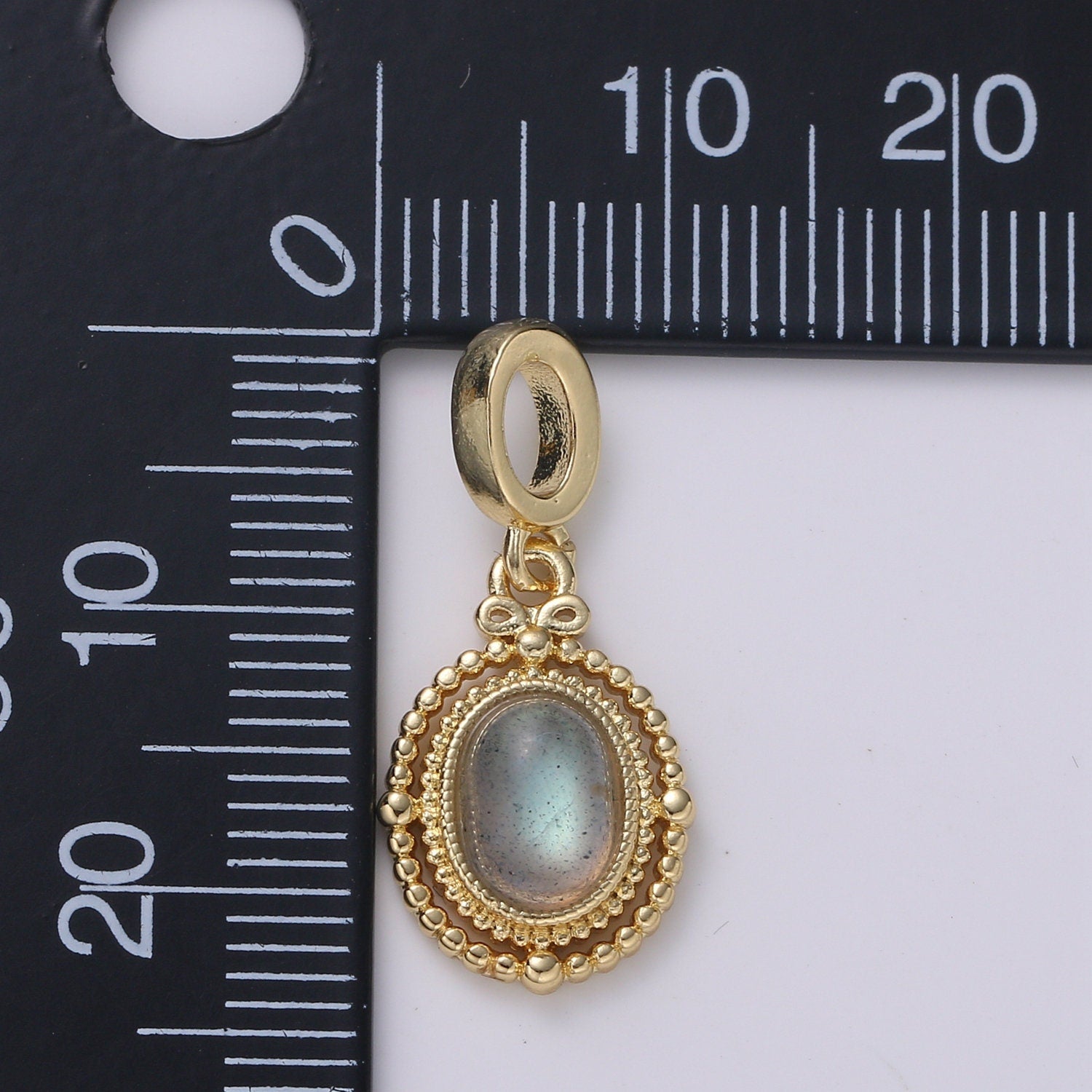 Gold Oval Moonstone Solitaire Charm Classic Design Pendant For Bracelet Necklace Supply DIY Jewelry pdgf 2174