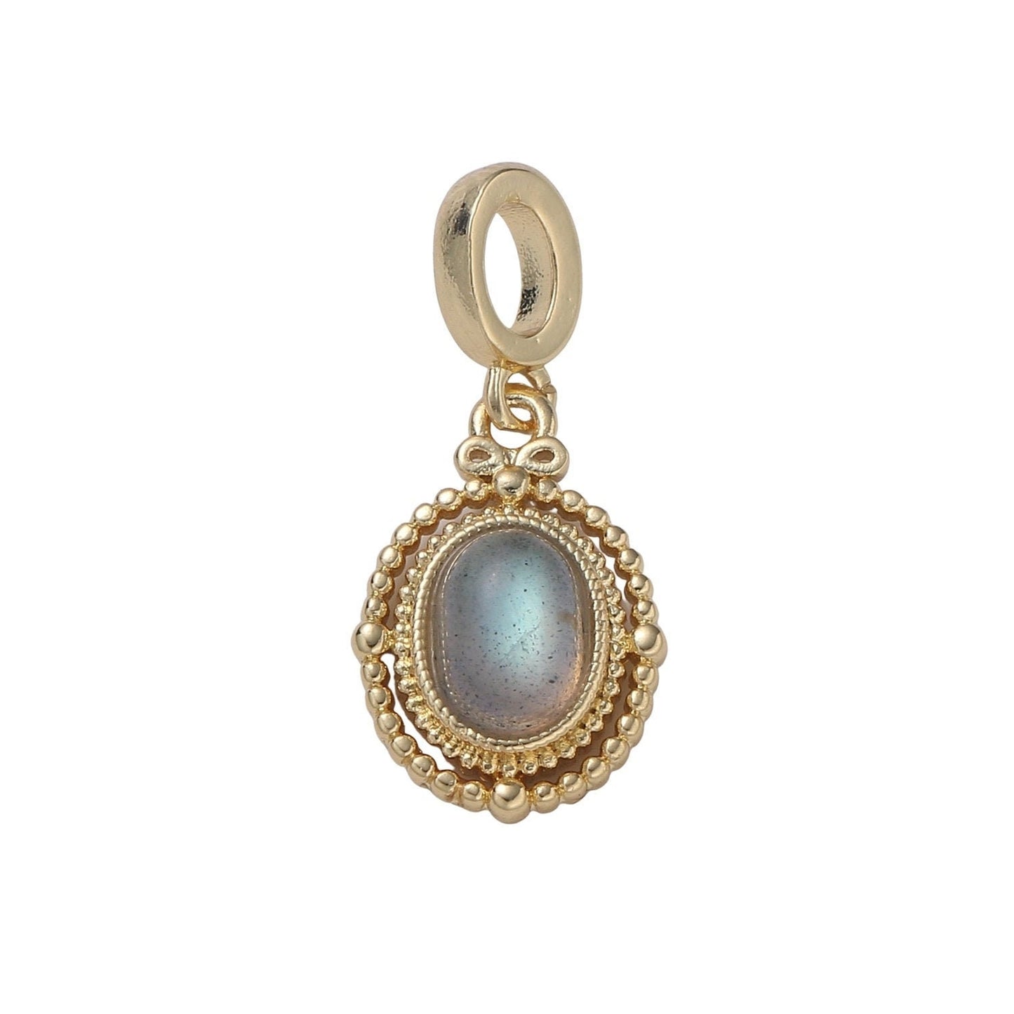 Gold Oval Moonstone Solitaire Charm Classic Design Pendant For Bracelet Necklace Supply DIY Jewelry pdgf 2174