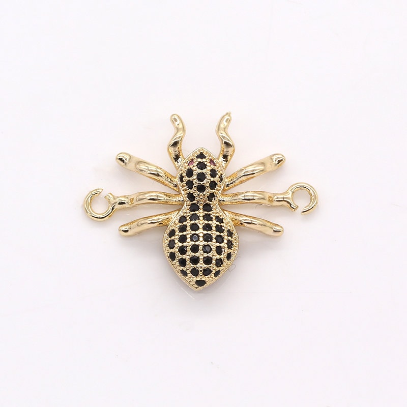 Spider Charm Connector, Black Widow Link Connector Gold Spider Charm Pendant for Necklace Bracelet Insect Hallowen Inspired Jewelry -392